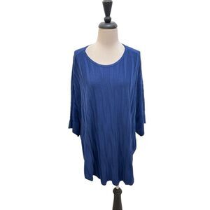 Chico's Women's Dolman Sleeve Knit Textured Poncho Sweater Dark Harbor S/M NWT
